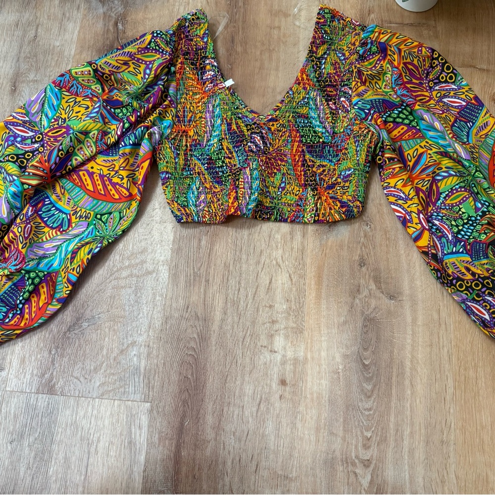 Live 4 Truth Blue and Yellow Fitted Crop Blouse